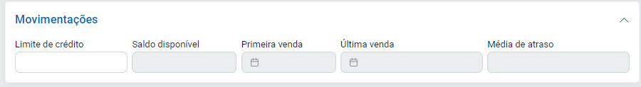 Aba Movimentacoes do cadastro de cliente Aba Movimentacoes