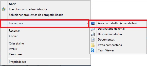 Enviar o CTe.exe para a área de trabalho Enviar o CTe.exe para a área de trabalho