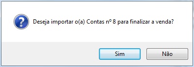 Confirmação da importação do atendimento para a NFC-e Confirmar importação