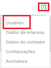 Menu Configurações - Usuários Acesso a Configurações - Usuários