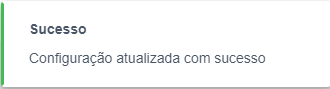 Notificação de sucesso ao salvar a configuração da NFC-e Notificação de sucesso