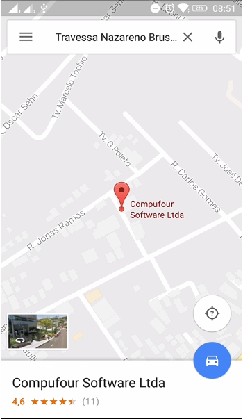 Localização do cliente aberta no Google Maps Localização do cliente no Google Maps