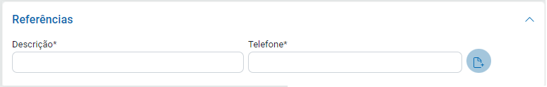 Aba Referencia para cadastro de contatos de referencia Aba Referencia