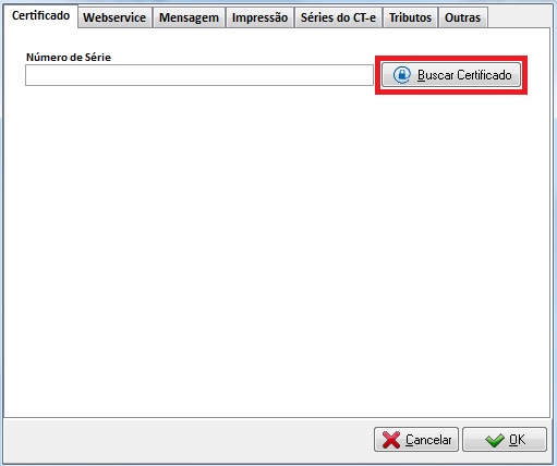 Botão Buscar Certificado na aba Certificado Botão Buscar Certificado na aba Certificado