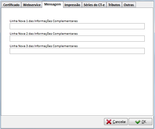Configuração de mensagens na aba Mensagem Configuração de mensagens na aba Mensagem